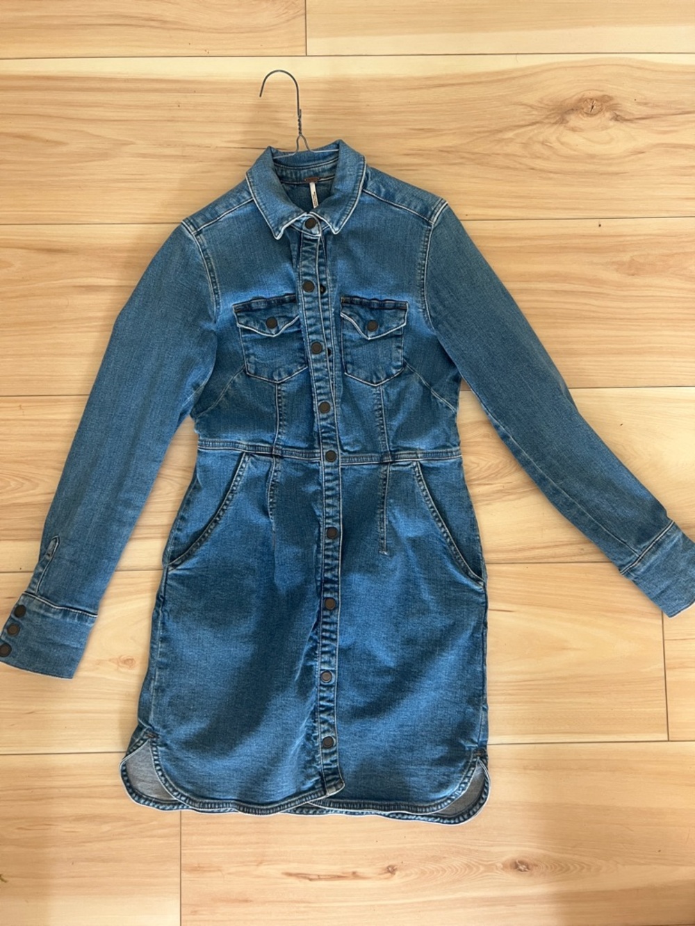 Free people Blue Denim Button-Up Dress